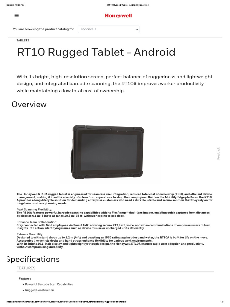 Honeywell RT10A Rugged Tablet Overview | PDF | Tablet Computer ...