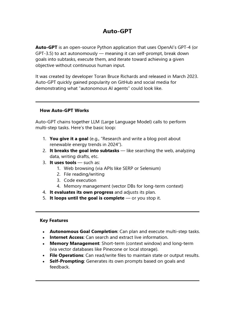 Auto-GPT: Open Source Autonomous Agent | PDF | Artificial Intelligence ...