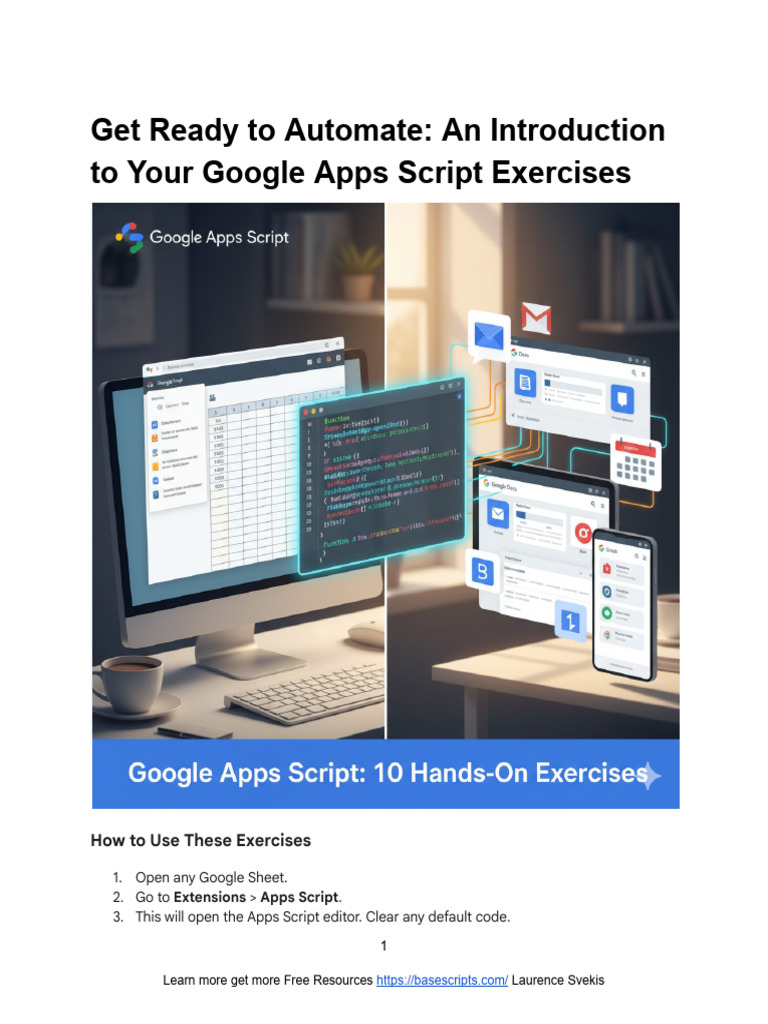 Google Apps Script Exercises Guide | PDF | World Wide Web | Internet & Web