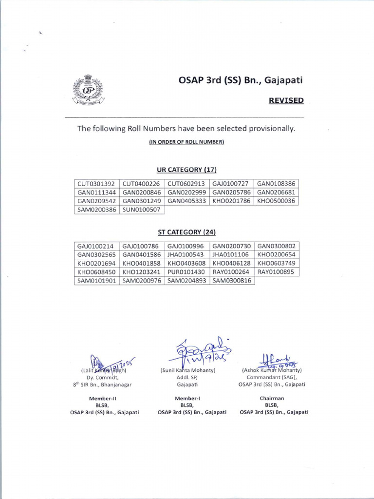 OSAP 3rd (SS) BN., Gajapati | PDF