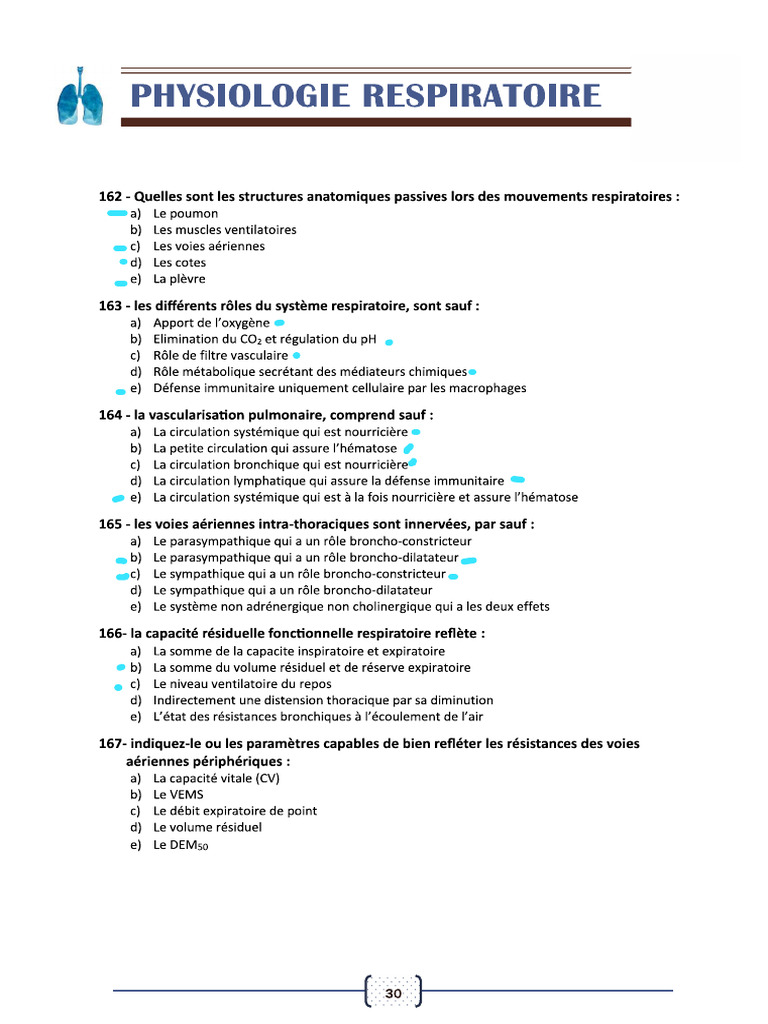 Physio Respi QCM | PDF