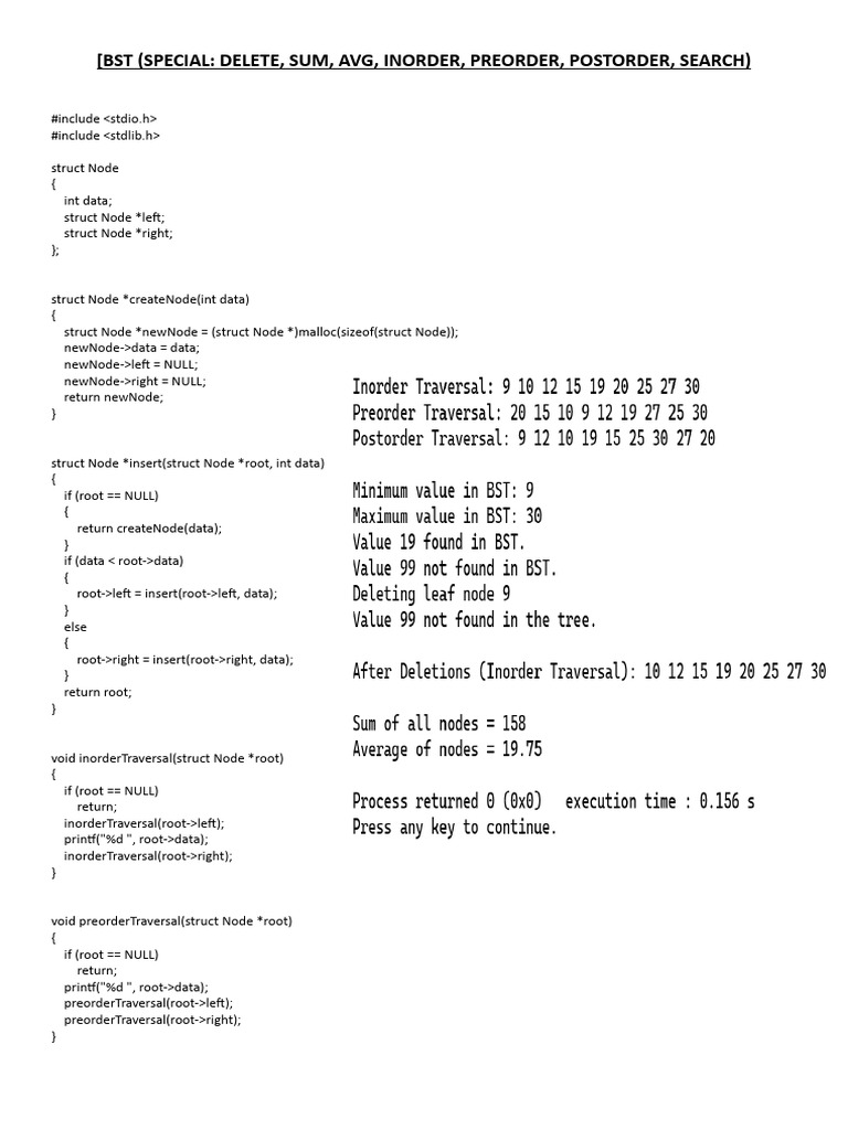 BST Operations: Insert, Delete, Traverse | PDF | Software Engineering ...