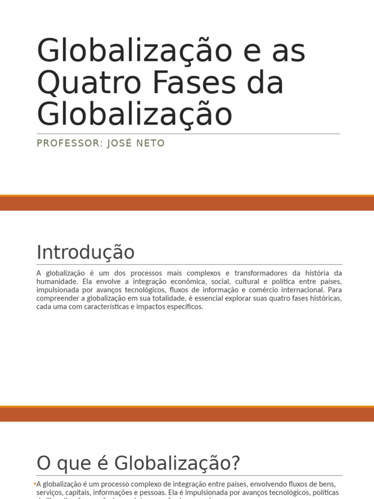 Quatro Fases da Globalização Explicadas | PDF | Globalização | Economia