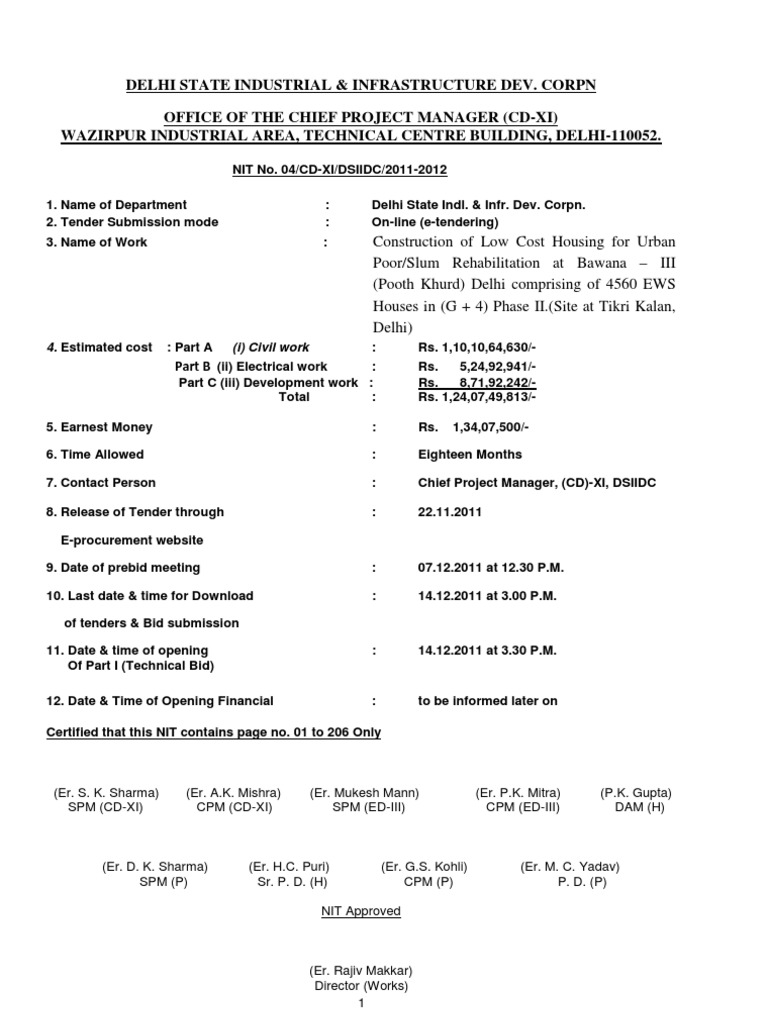 Tender PDF Specification (Technical Standard) Partnership