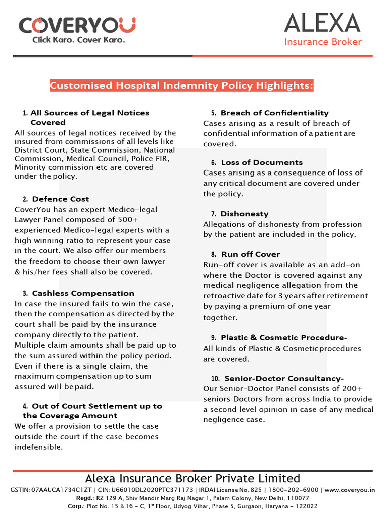 Custom Hospital Indemnity Insurance Guide | PDF | Insurance | Business Law