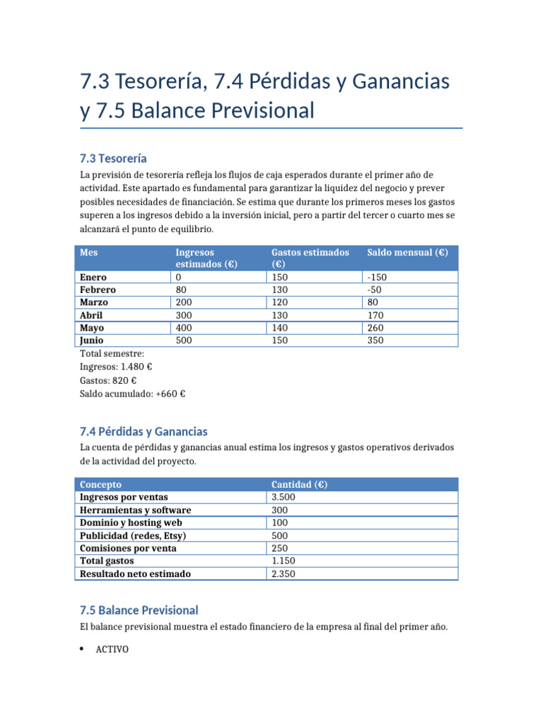 7.3-7.5 Tesorer%C3%ADa y Balance Previsional | PDF