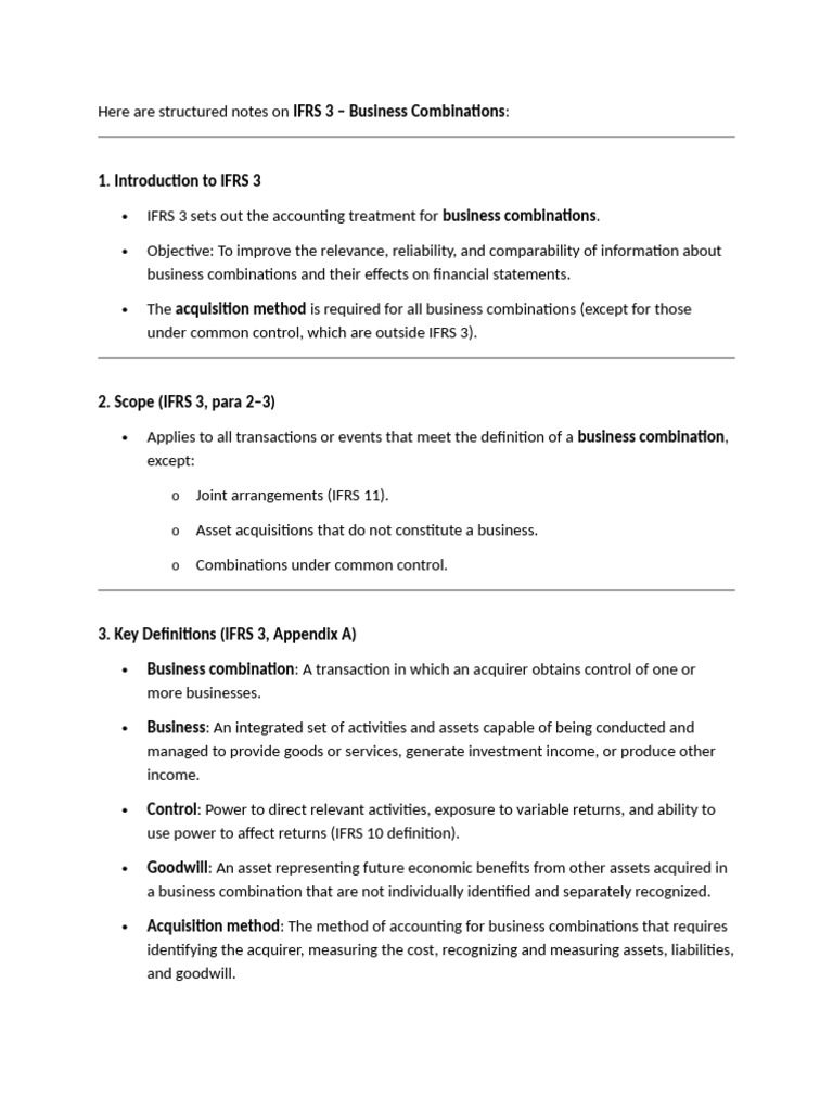 Here Are Structured Notes On IFRS 3 | PDF | Goodwill (Accounting ...