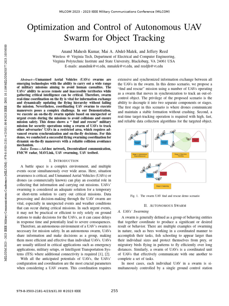 Autonomous UAV Swarm Control for Tracking | PDF | Unmanned Aerial ...