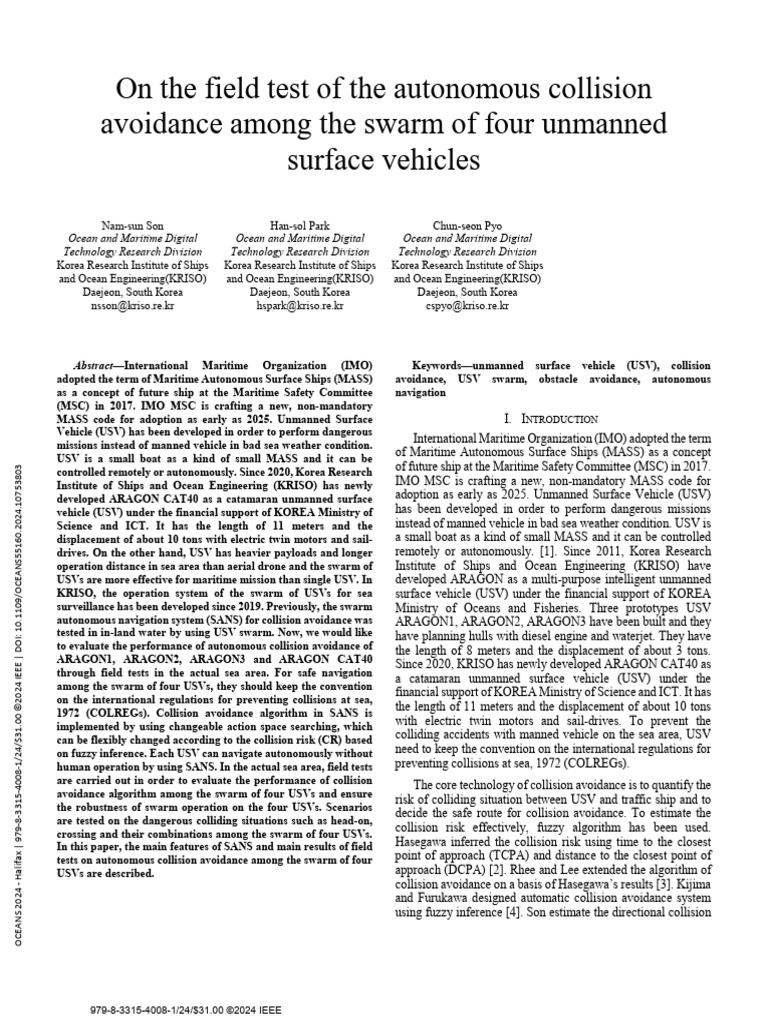 Autonomous Collision Avoidance in USV Swarm | PDF | Unmanned Aerial Vehicle