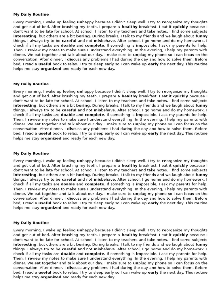 My Organized Daily Routine | PDF