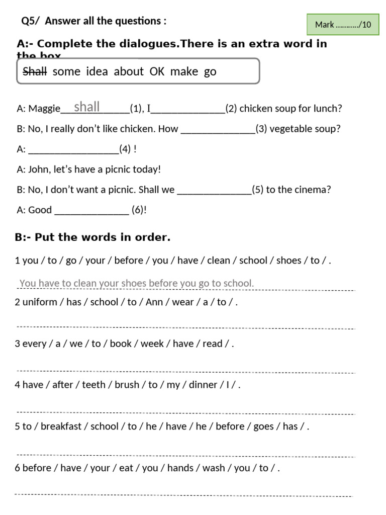 English Dialogue and Sentence Exercises | PDF