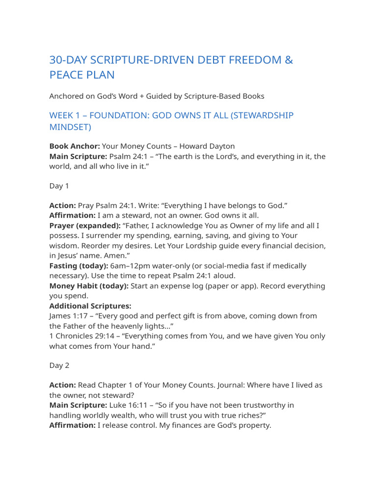 Scripture-Based Debt Freedom Plan | PDF | Prayer | Jesus