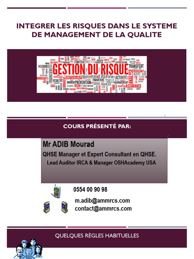 Intégration des Risques dans le SMQ | PDF | Risque | Gestion des risques