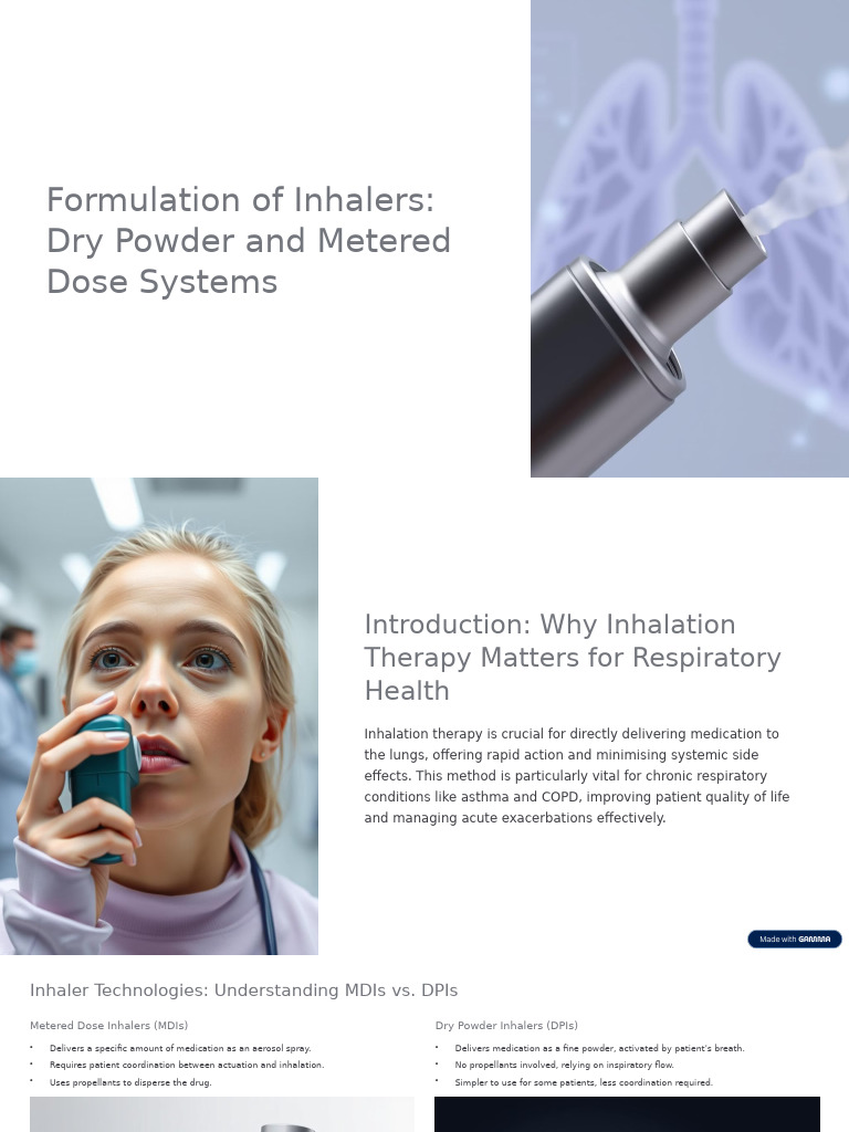 Inhaler Formulation: MDIs and DPIs | PDF | Medicine | Health Care