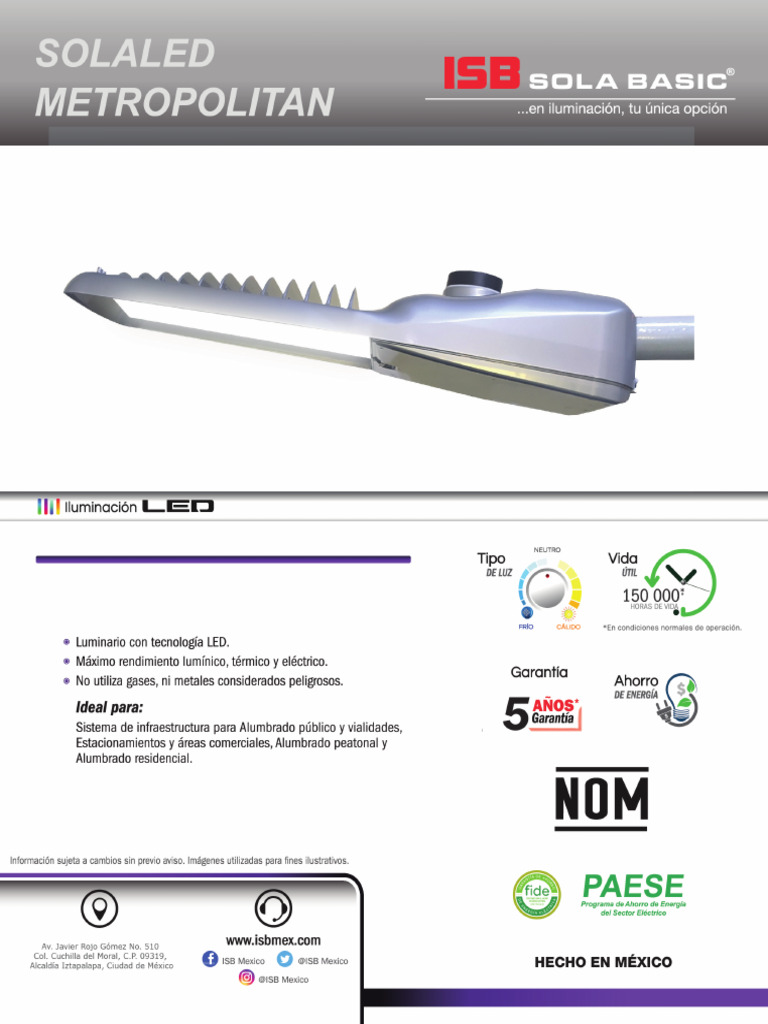 SOLA BASIC Luminaria Vial TIPO 1 | PDF