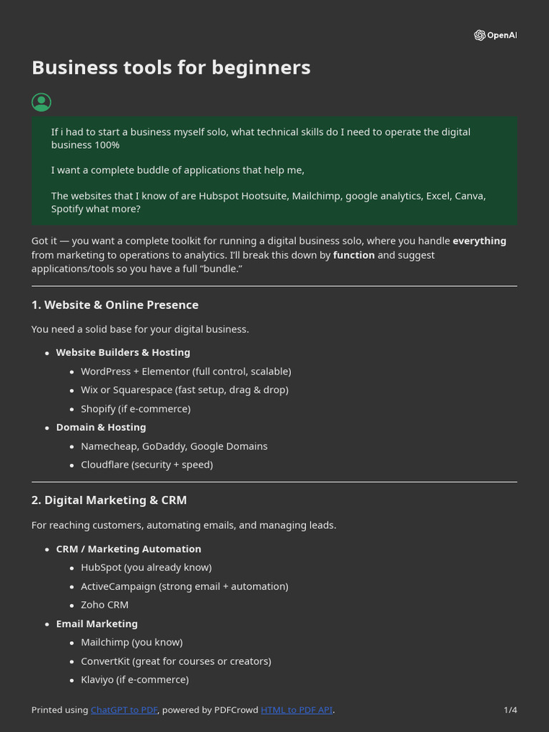 Essential Tools for Solo Digital Business | PDF | Computing | World ...