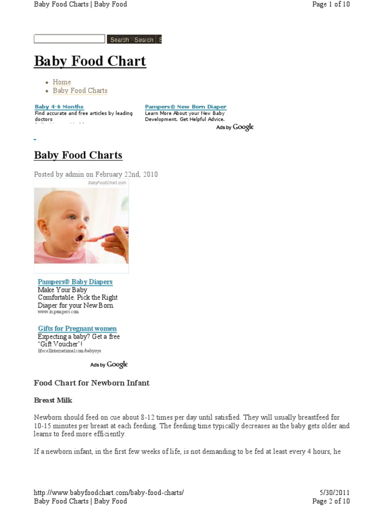 Baby Food Charts | PDF | Breastfeeding | Infants