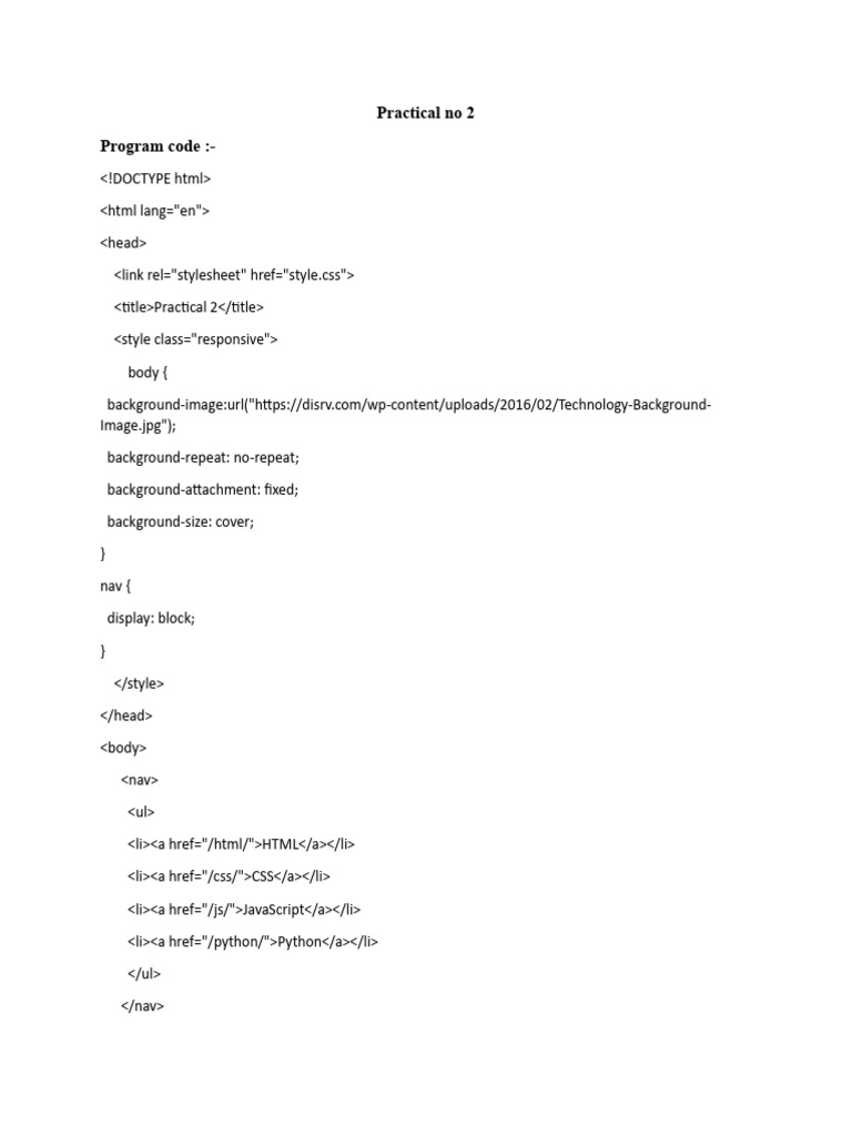 WP Practical No 2 | PDF