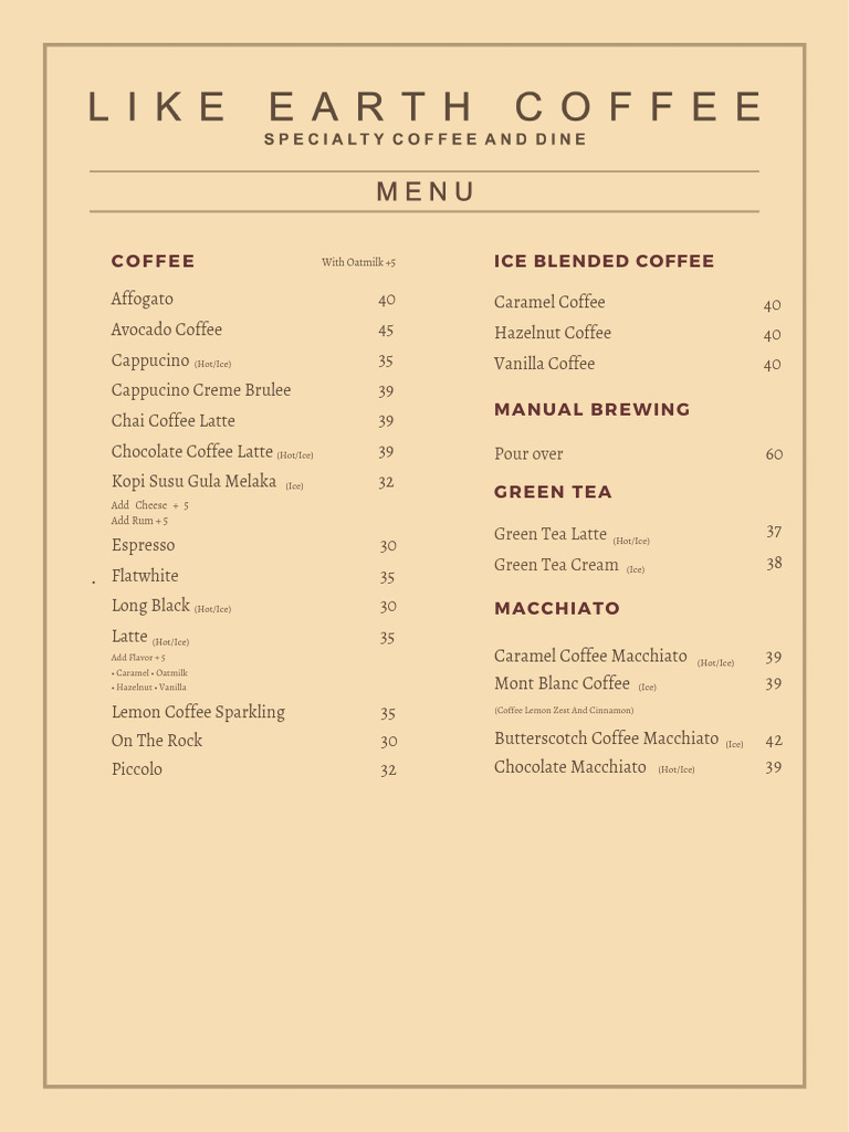 Coffee and Dessert Menu Overview | PDF | Indonesian Cuisine | Western ...