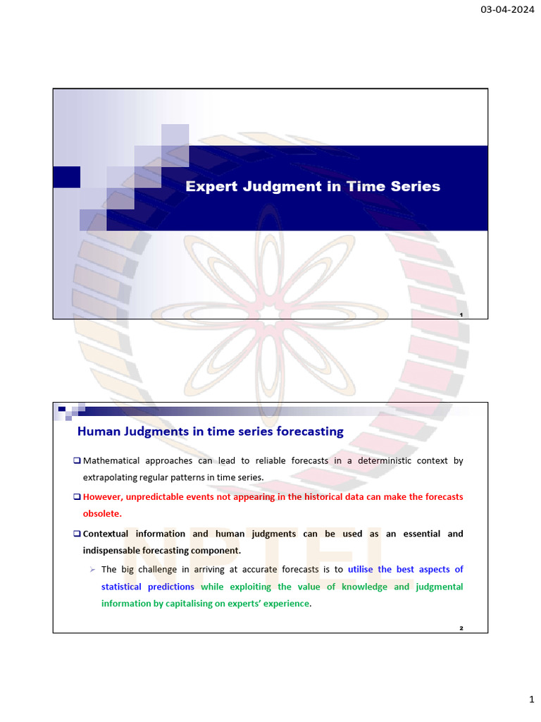 Expert Judgment in Time Series Forecasting | PDF | Forecasting | Time ...