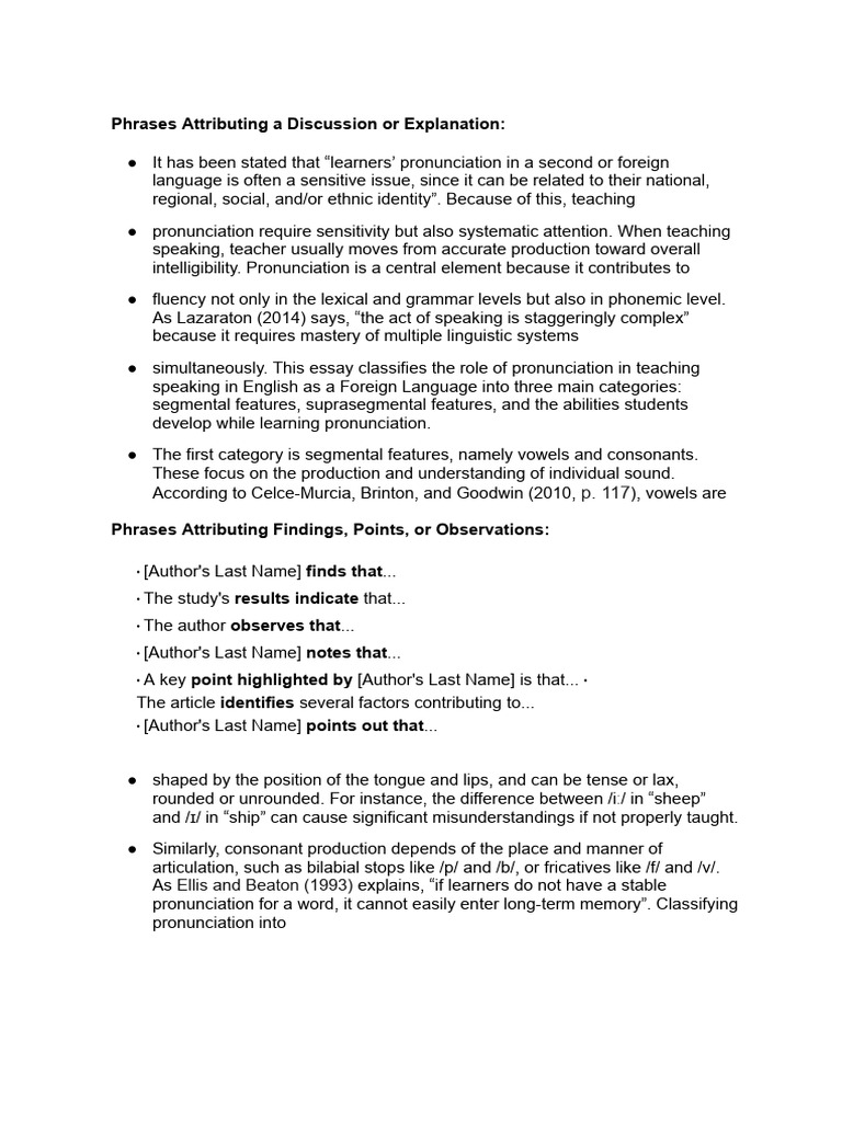 Role of Pronunciation in EFL Teaching | PDF | Stress (Linguistics ...