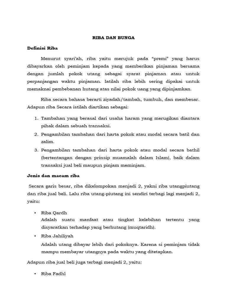 Definisi dan Jenis Riba dalam Islam | PDF