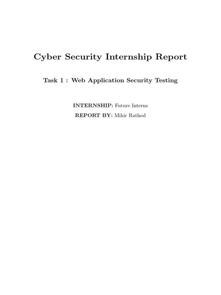 DVWA Web Security Testing Report - Internship Task 1 | PDF | Computing ...