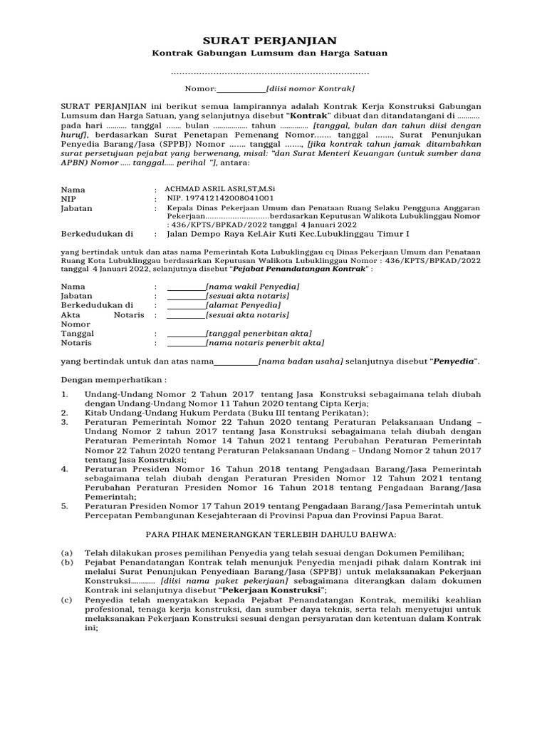 Draft Kontrak | PDF