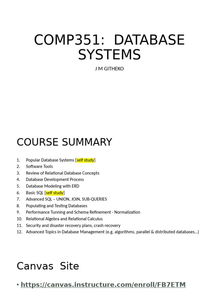 Database Systems Course Overview | PDF