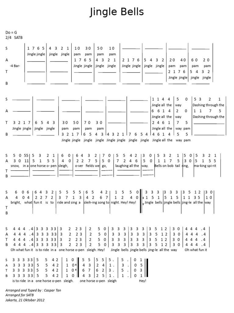 Jingle Bells SATB Arrangement | PDF | Christian Songs | Musical Theatre