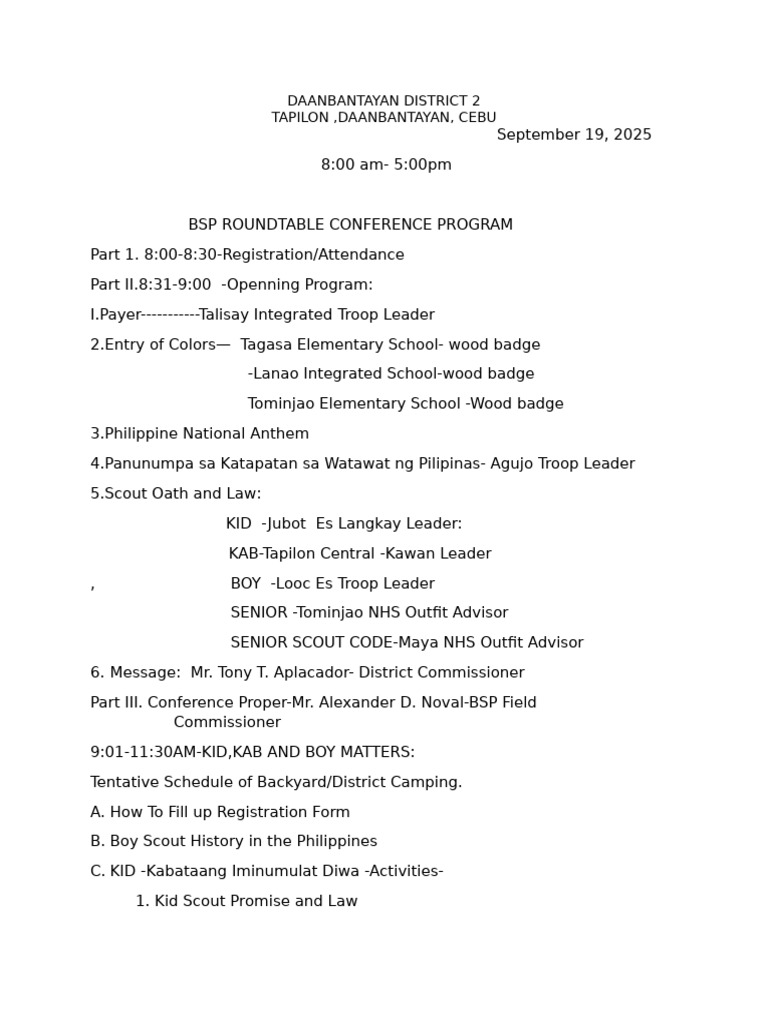 BSP Roundtable Conference Program 2025 | PDF
