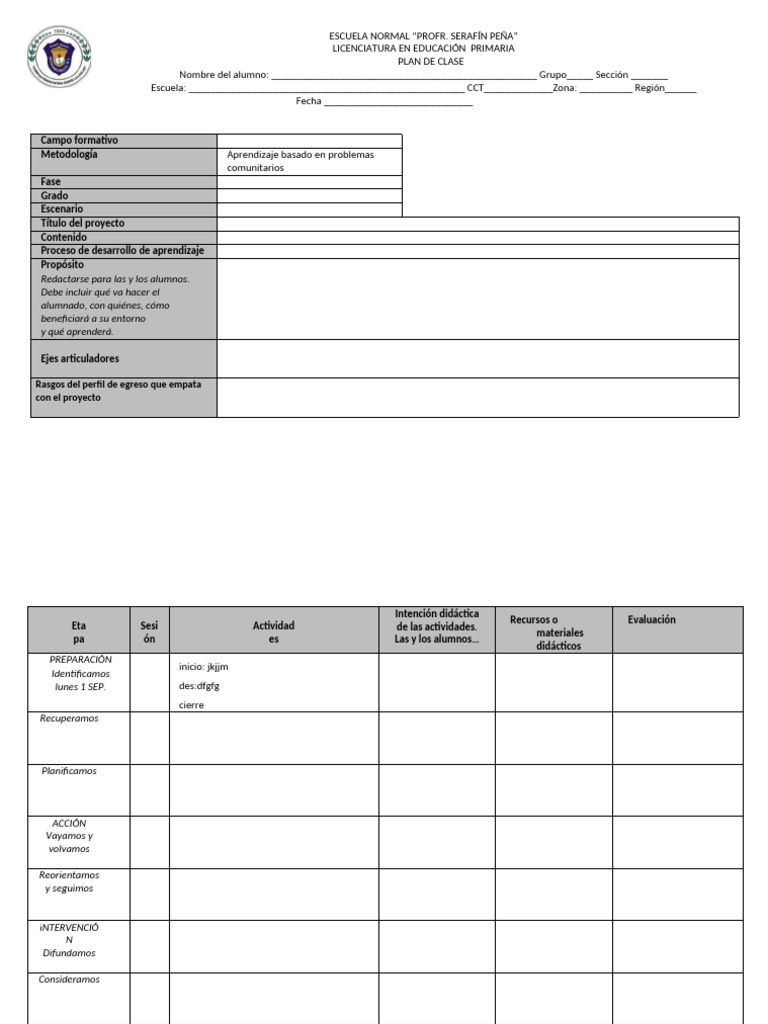 Plan de Clase para Educación Primaria | PDF