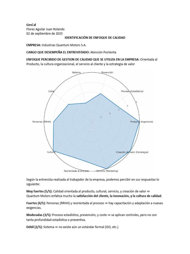 Enfoque de Calidad en Quantum Motors | PDF | Calidad (comercial ...