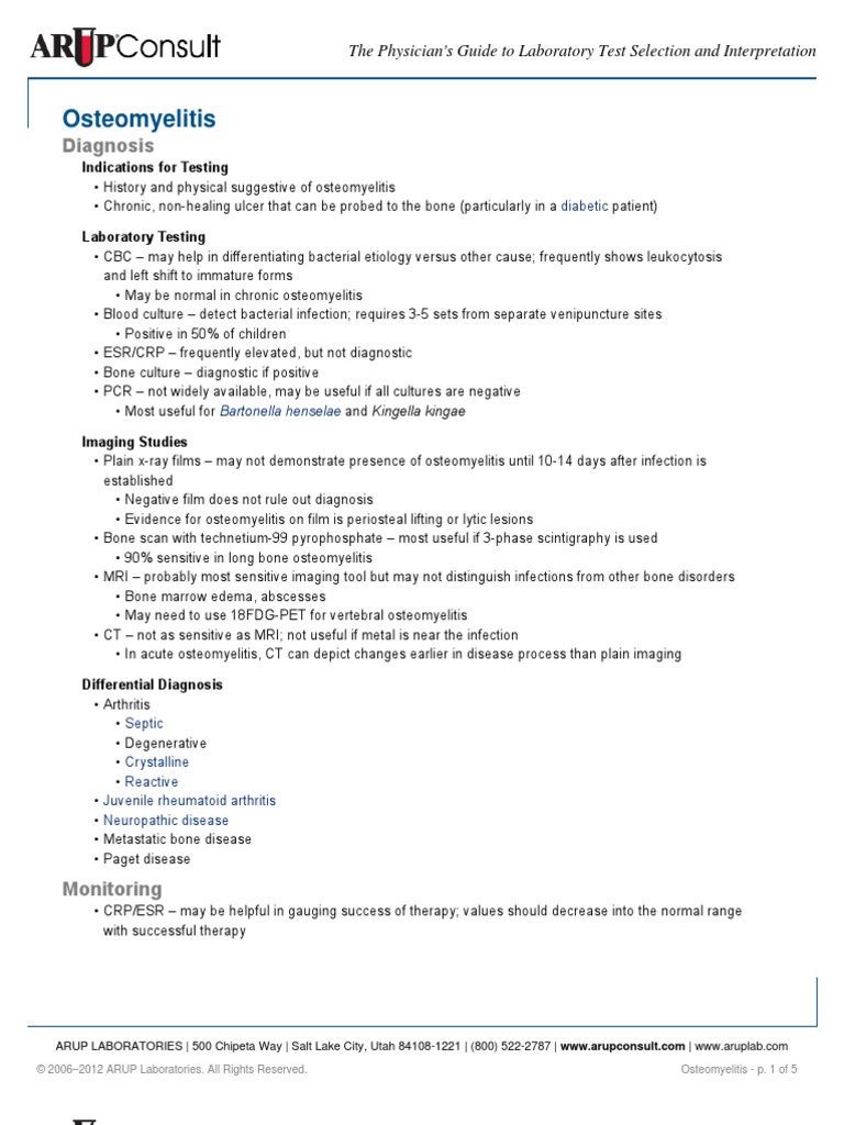 Osteomyelitis Clinical Pathology Diseases And Disorders