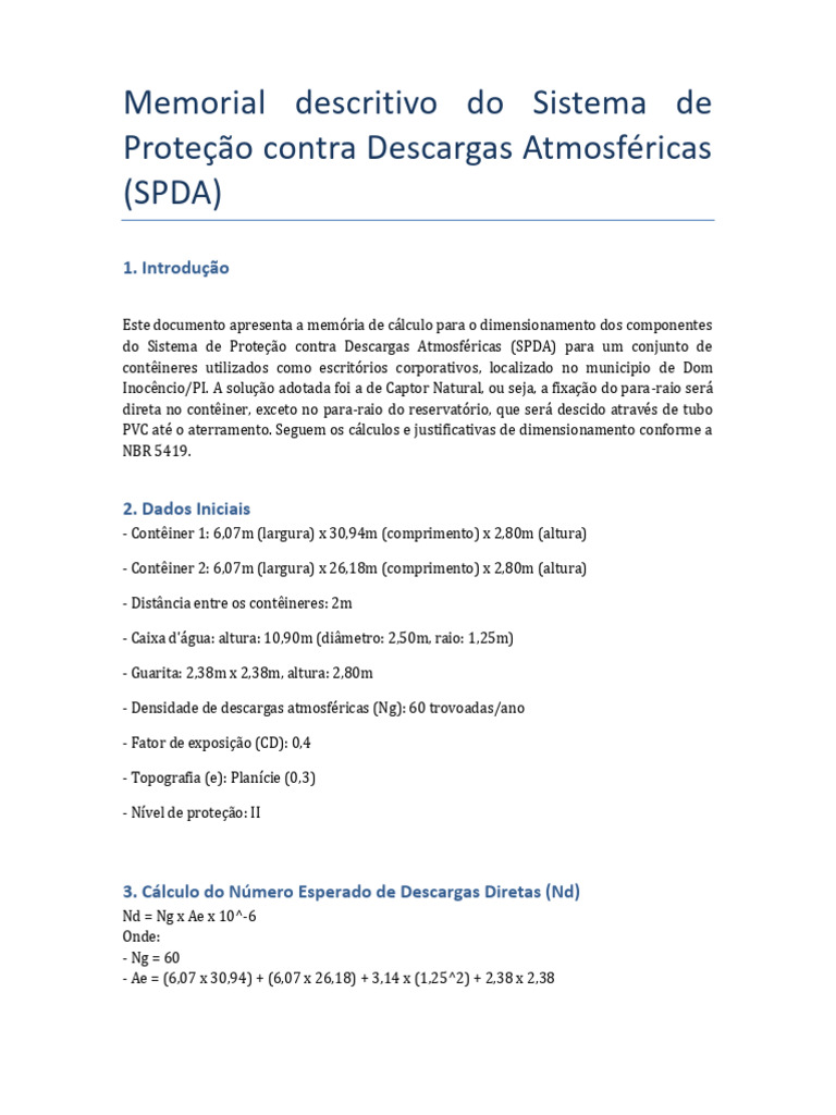 SPDA para Contêineres em Dom Inocêncio | PDF | Eletricidade ...