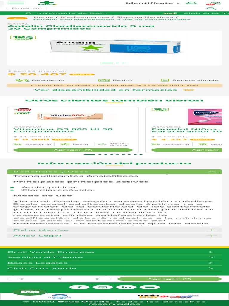 Antalin Clordiazepóxido 5 mg Precio | PDF