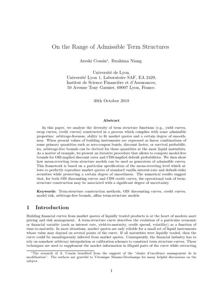 Admissible Term Structures Analysis | PDF | Yield Curve | Arbitrage