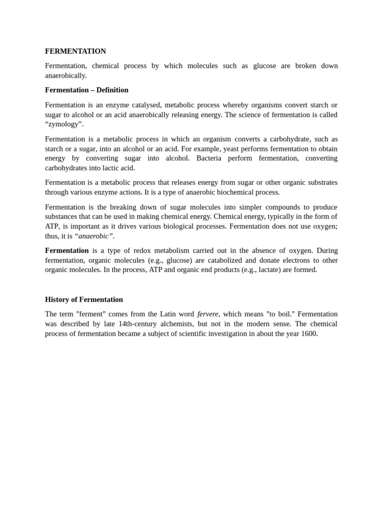 Understanding Anaerobic Fermentation | PDF | Fermentation | Cellular ...