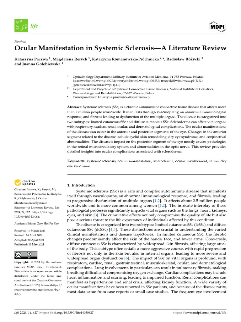 Ocular Manifestations in Systemic Sclerosis | PDF | Human Diseases And ...