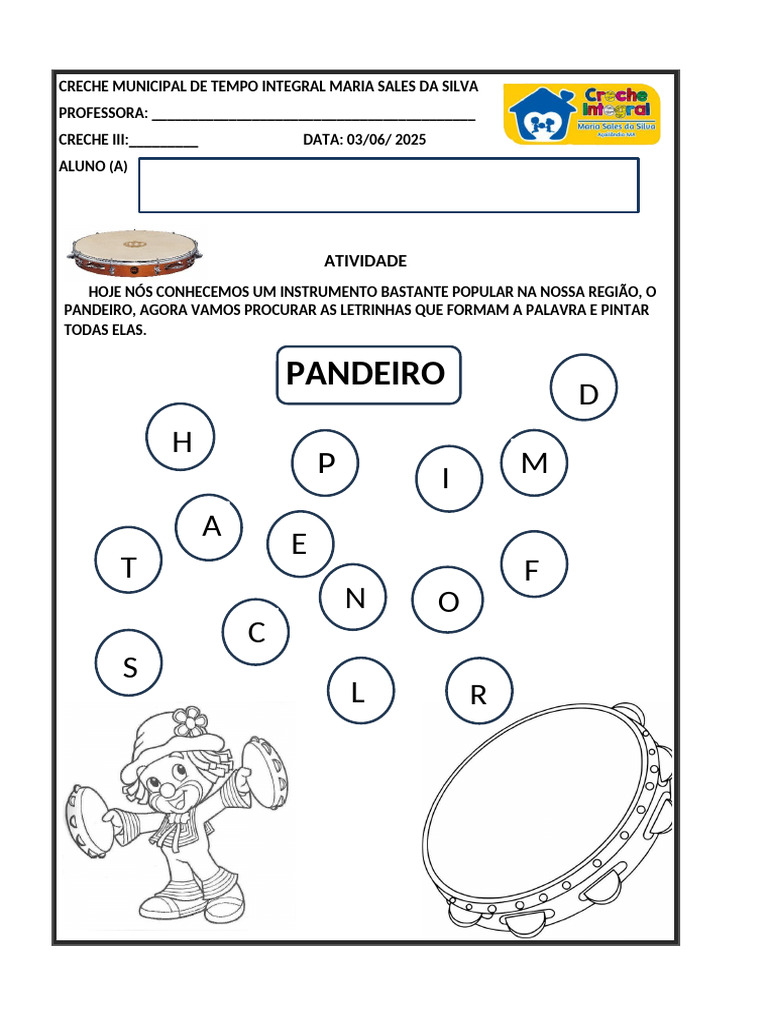 Atividade de Pintura: Pandeiro na Creche | PDF
