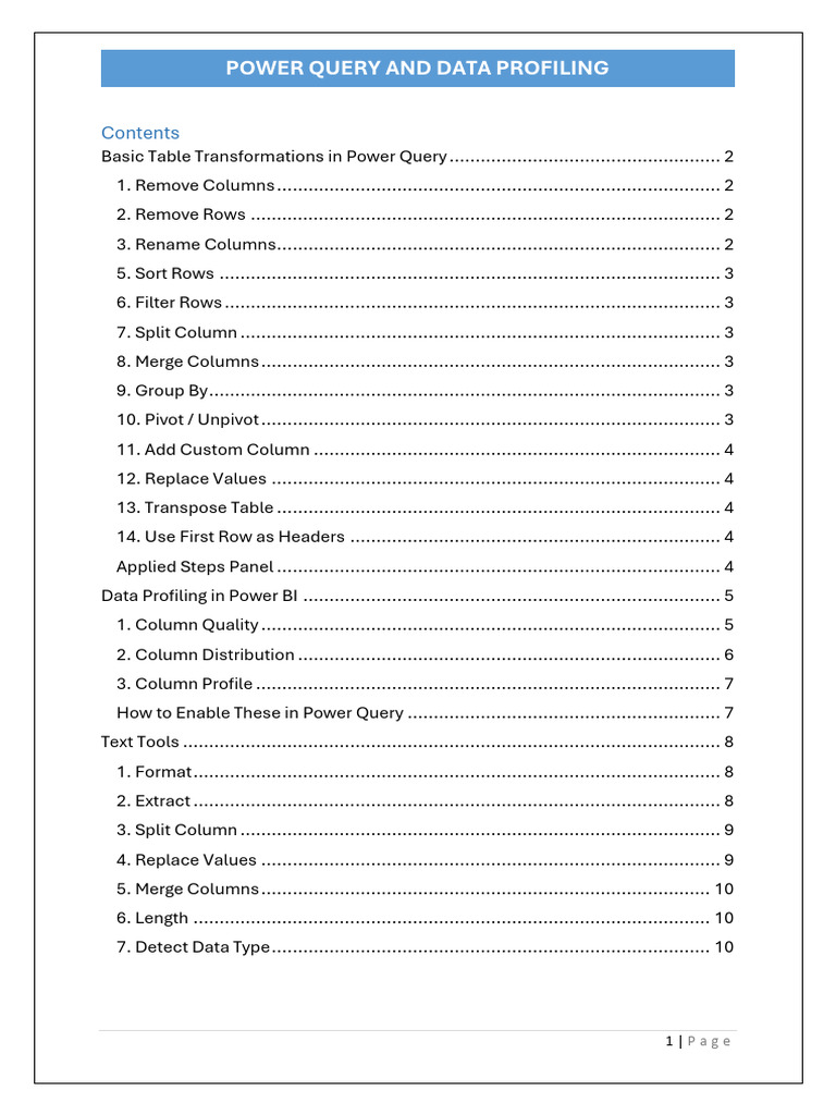 Power Query Data Transformation Guide | PDF | Letter Case | Data
