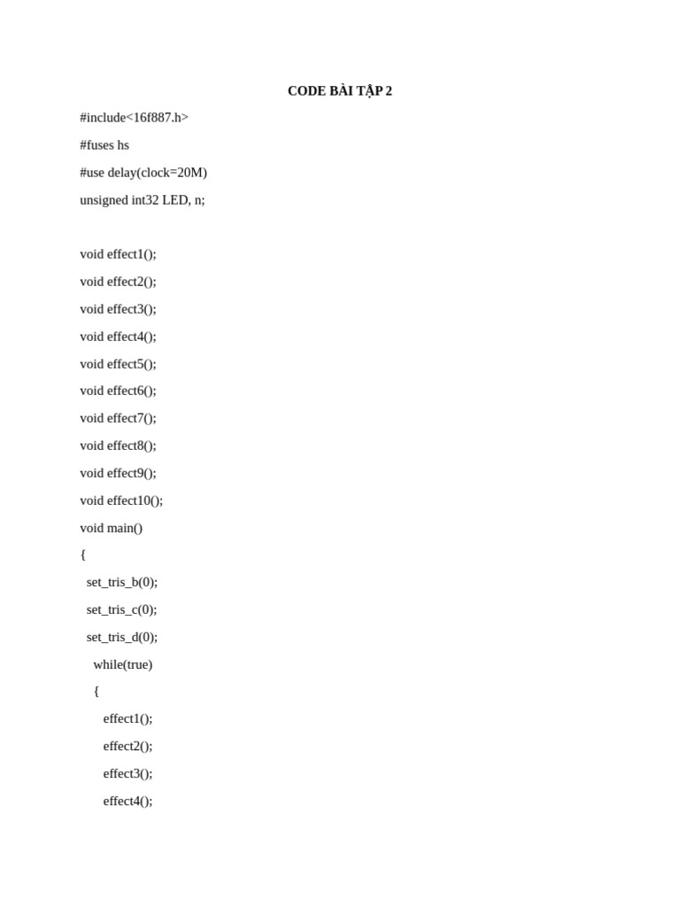 LED Effects Code for PIC16F887 | PDF