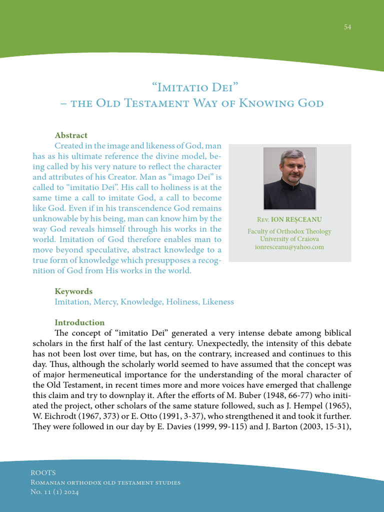 Imitatio Dei: Knowing God in the OT | PDF | Image Of God | God