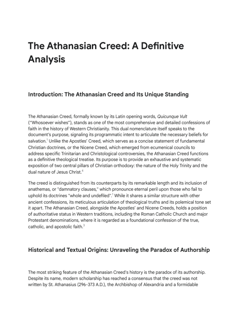 Athanasian Creed: Theology & Authorship | PDF | Trinity | God The Father
