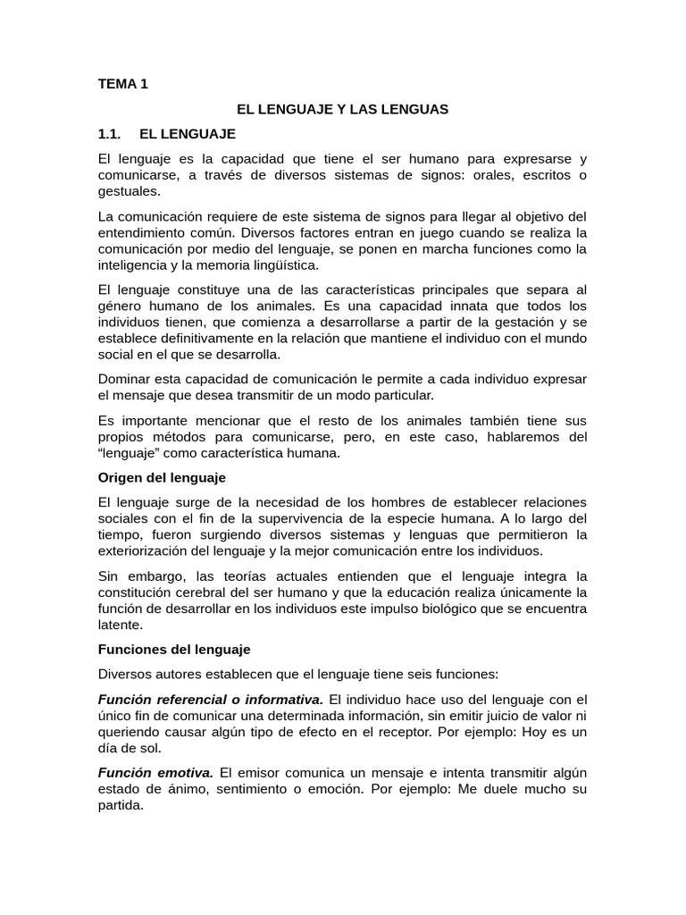 Funciones y Tipos del Lenguaje Humano | PDF | Comunicación | Oración ...
