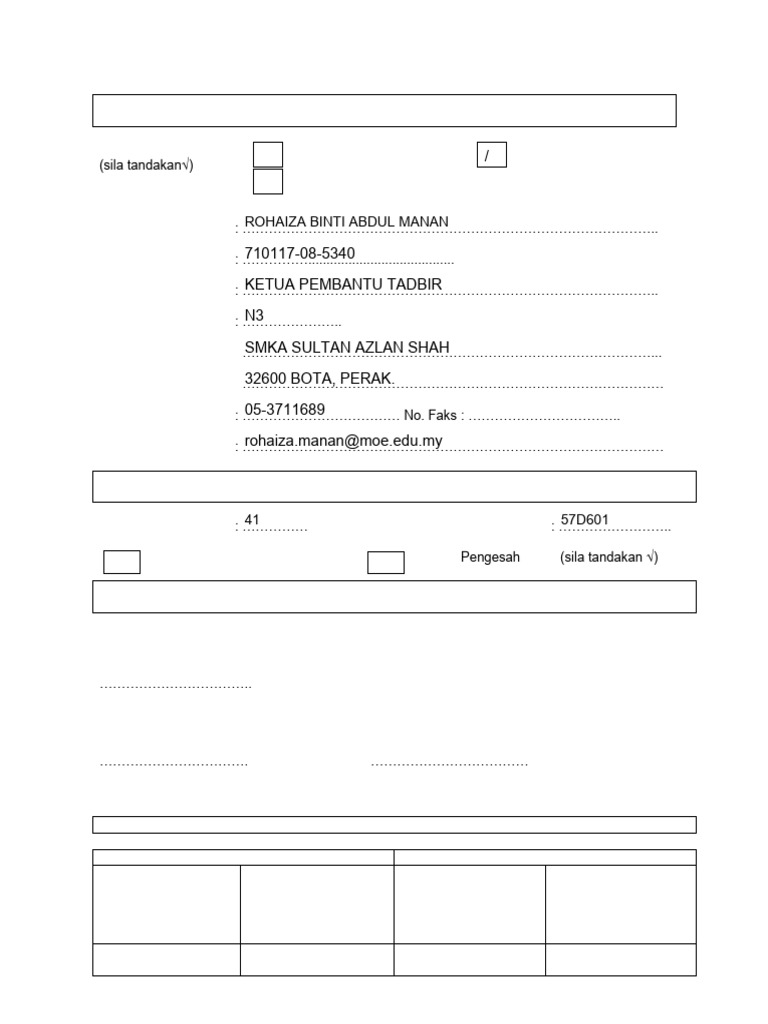BORANG PERMOHONAN CAPAIAN SISTEM eLAPORAN BIL -ROHAIZA | PDF