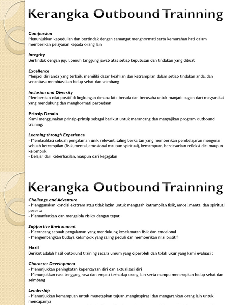 Prinsip dan Aktivitas Outbound Training | PDF