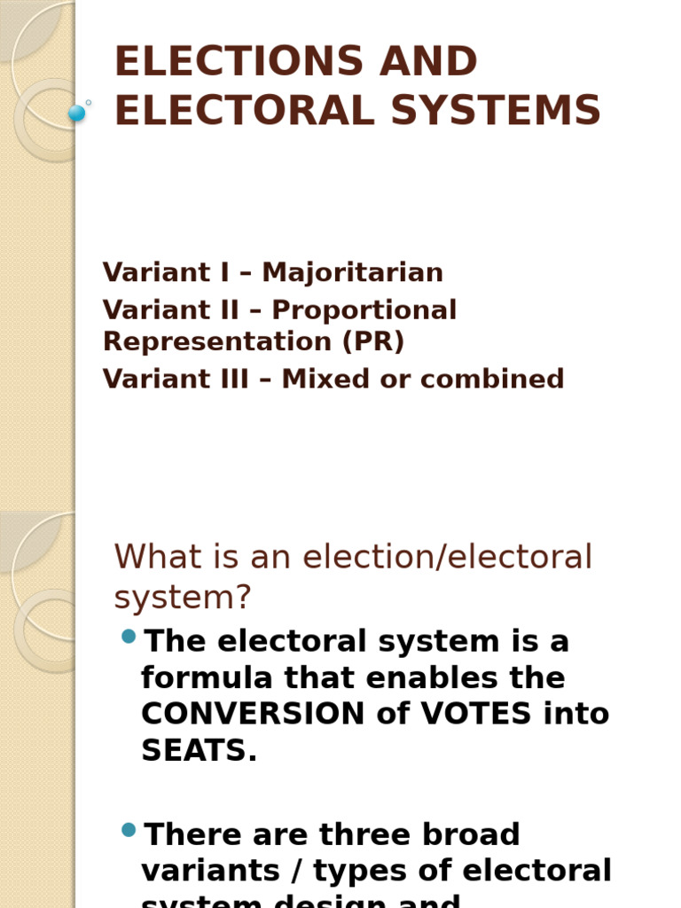 Overview of Electoral Systems Types | PDF | Voting | Democracy