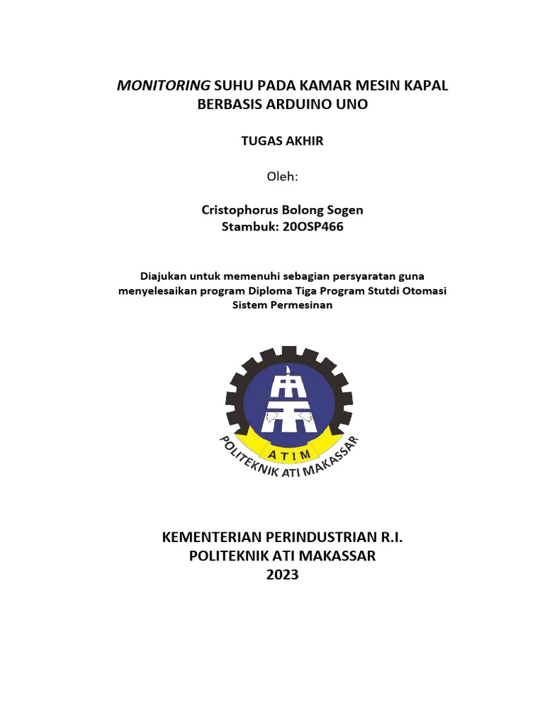 Monitoring Suhu Kamar Mesin Kapal Arduino | PDF