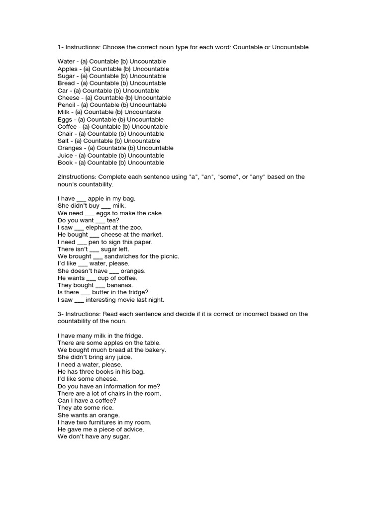 Count Uncount Nouns | PDF